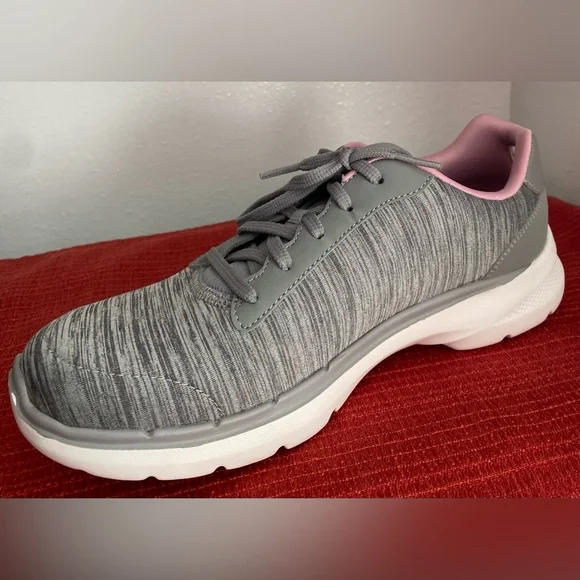 Skechers Women's Gray and Pink Sneakers - Picture 10 of 16
